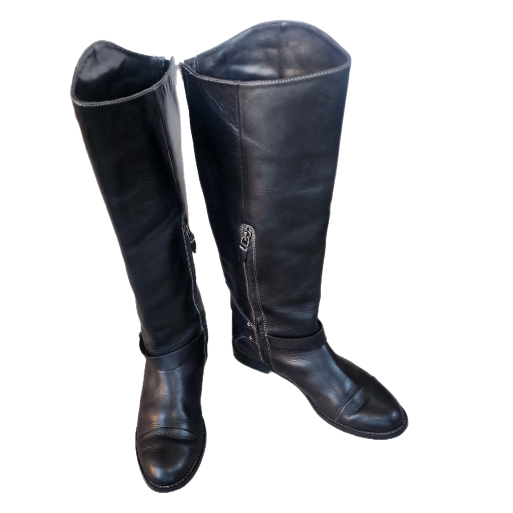 Halogen Women's Black Leather Knee-High Boots - Picture 2 of 7